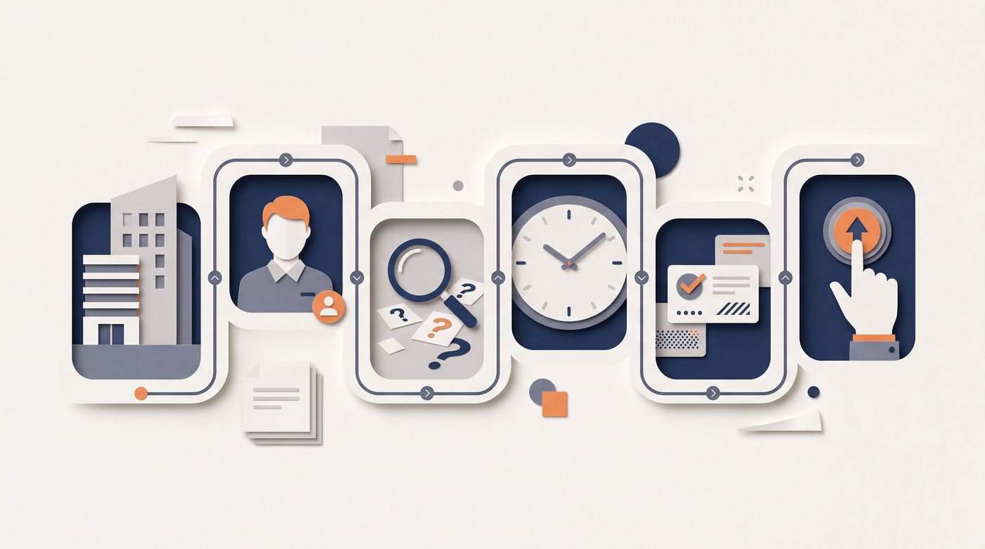 A six-step lead qualification process from company fit to the next action